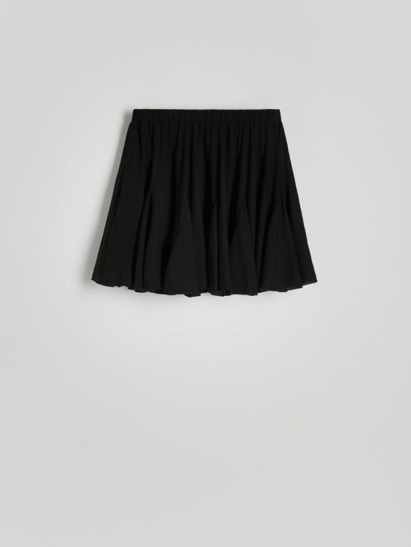 Black Reserved Viscose Blend Mini Women's Skirts | QIMH-40825