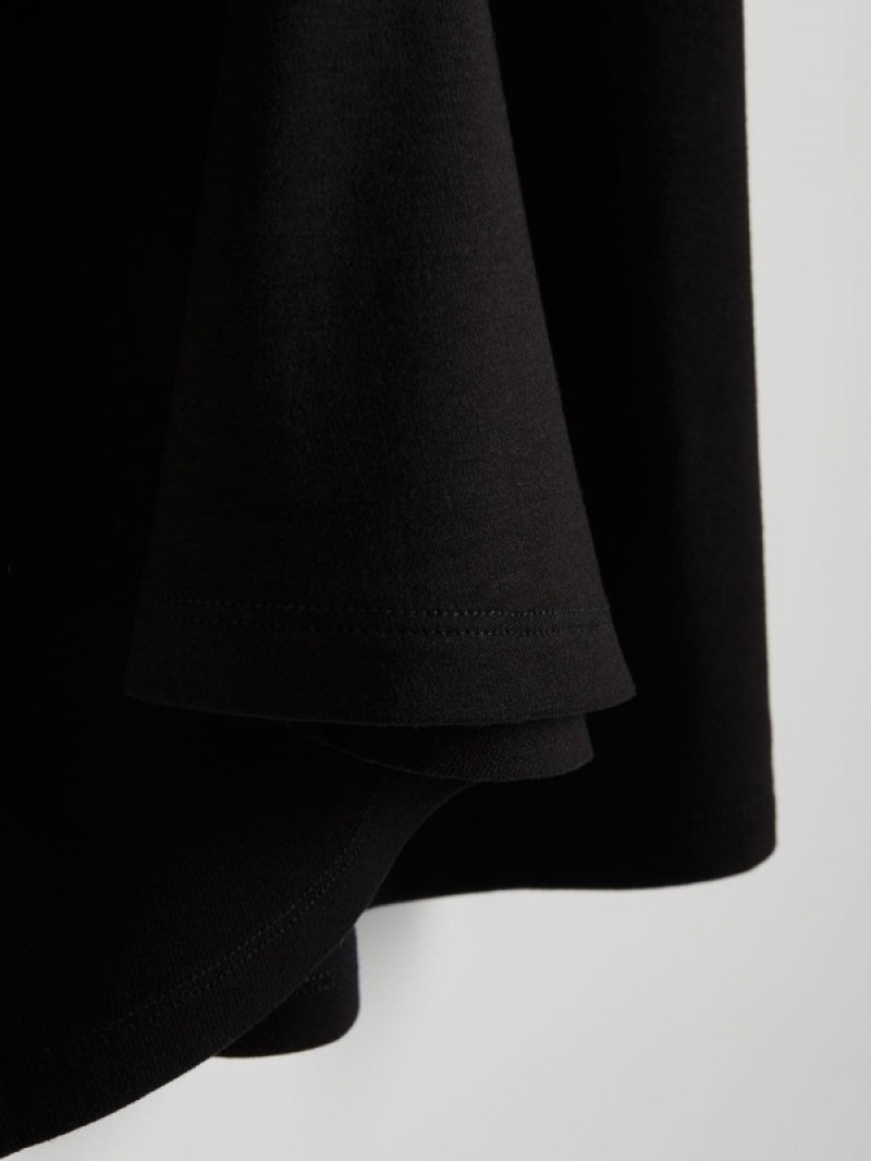 Black Reserved Viscose Jersey Women's Skirts | NBQE-15937