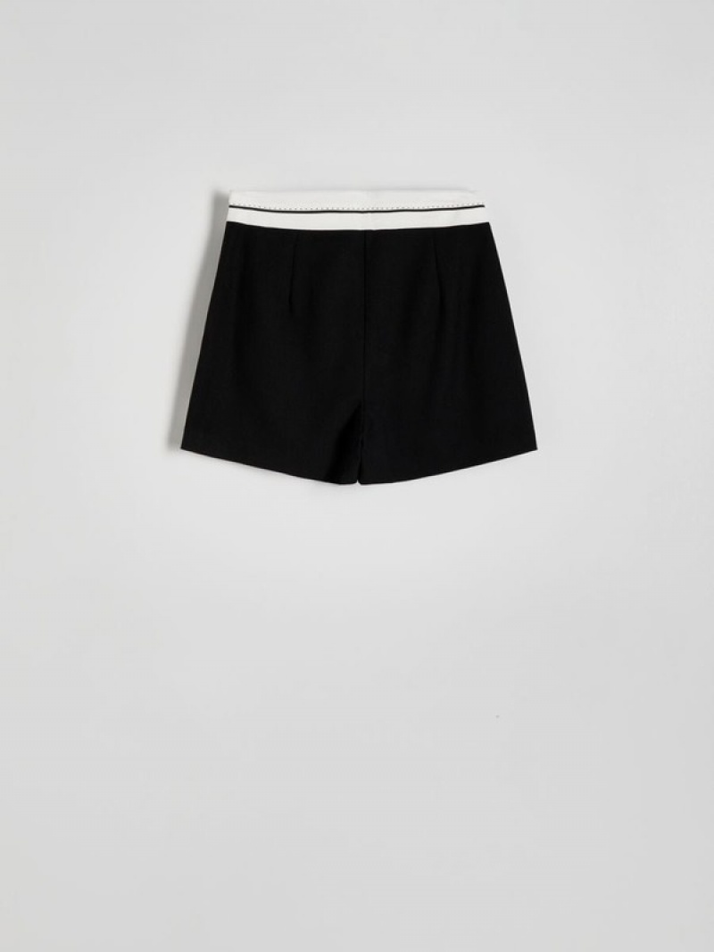 Black Reserved Viscose Rich Women's Shorts | PWNI-02386