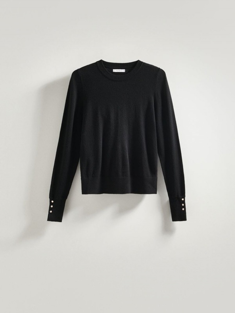 Black Reserved Viscose Rich Women's Sweaters | MUCK-17246