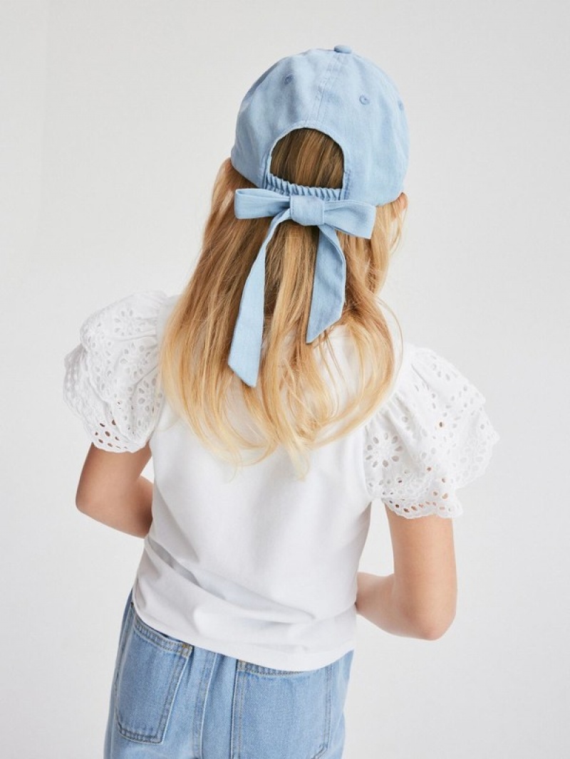 Blue Reserved Baseballbow Detail Girls' Hats | JYTF-72930