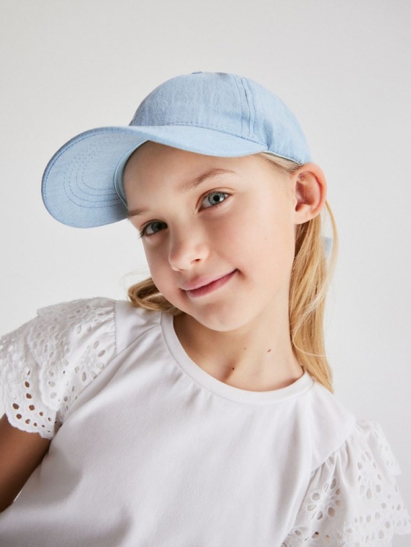 Blue Reserved Baseballbow Detail Girls' Hats | JYTF-72930