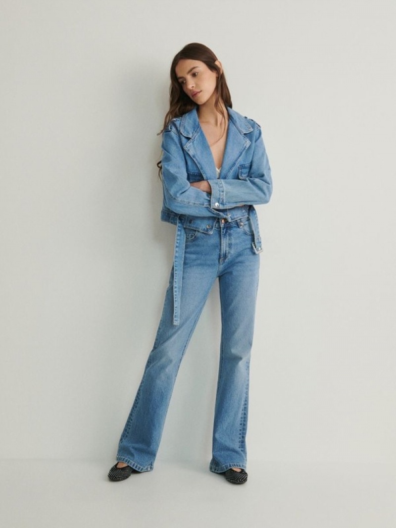 Blue Reserved Bootcut Women's Jeans | CQBW-26190