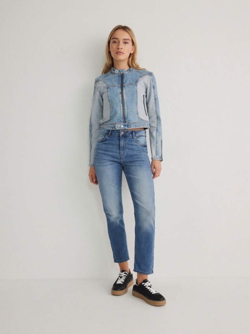 Blue Reserved Boyfriend Slim Women's Jeans | FSXV-92857