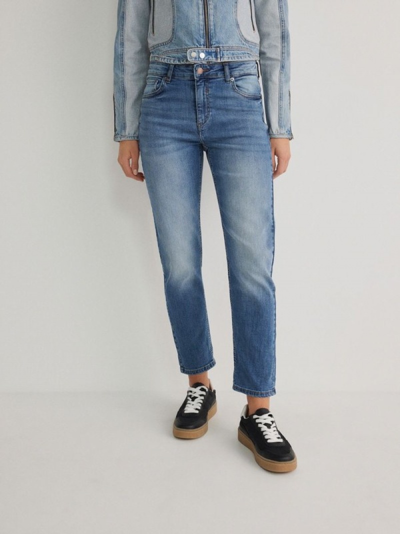 Blue Reserved Boyfriend Slim Women's Jeans | FSXV-92857