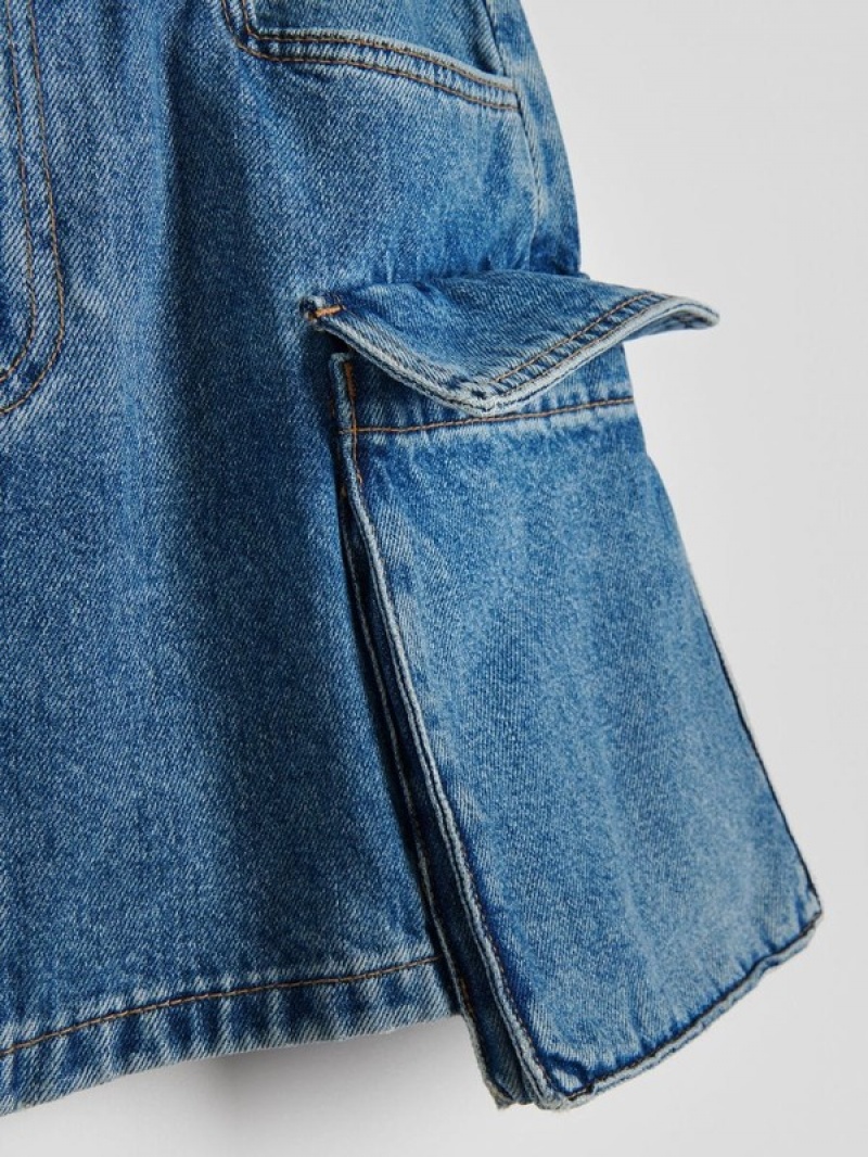 Blue Reserved Cargo Pockets Women's Skirts | VWXY-84625