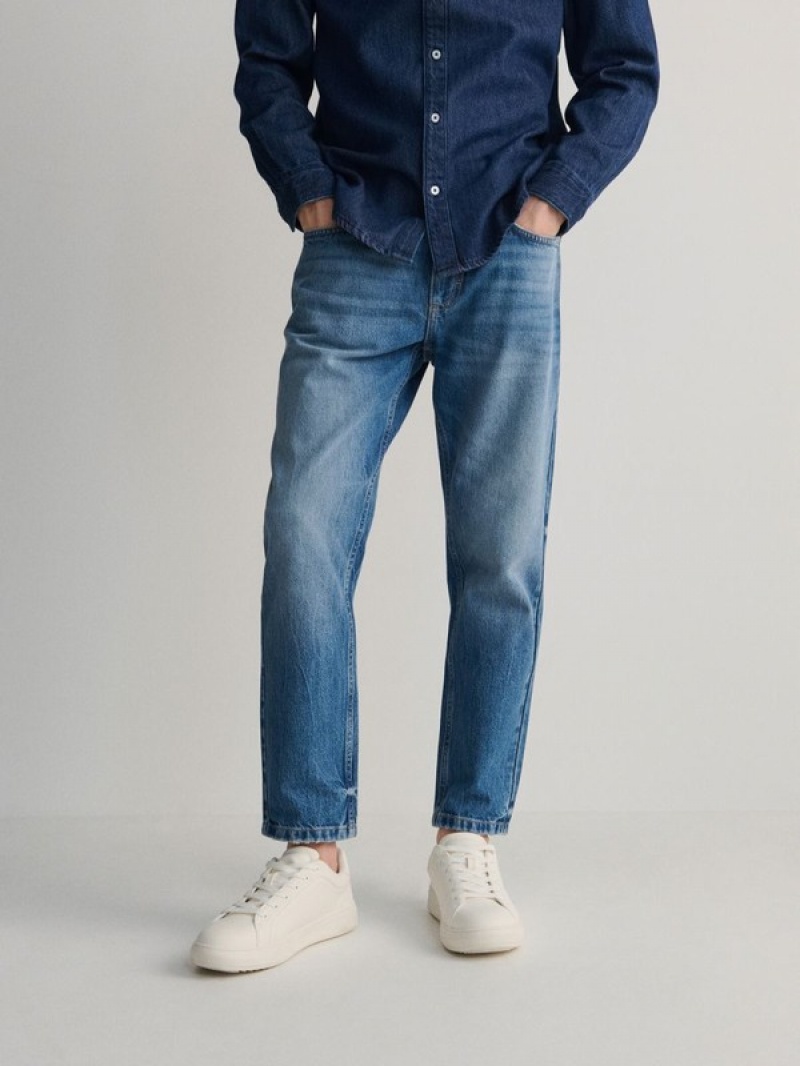 Blue Reserved Carrot Cropped Men's Jeans | QYWS-68710