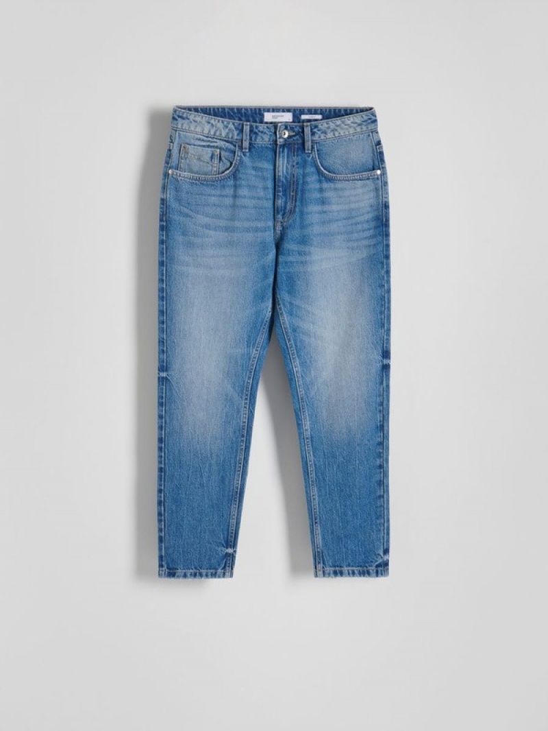 Blue Reserved Carrot Cropped Men's Jeans | QYWS-68710