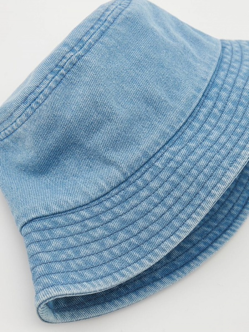 Blue Reserved Denim Bucket Girls' Hats | QOMJ-32874