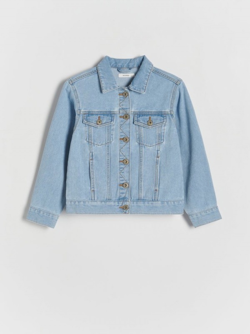 Blue Reserved Denim Girls' Jackets | CMIV-98732