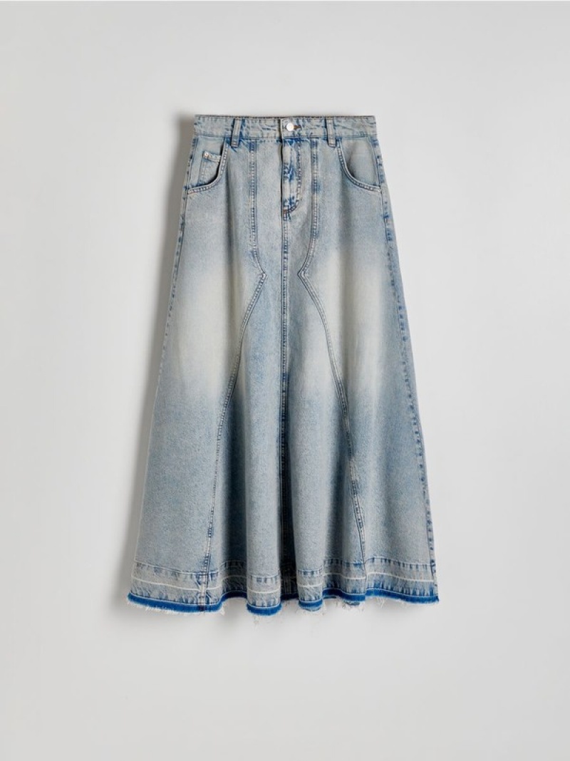 Blue Reserved Denim Maxi Women's Skirts | ANXQ-85730