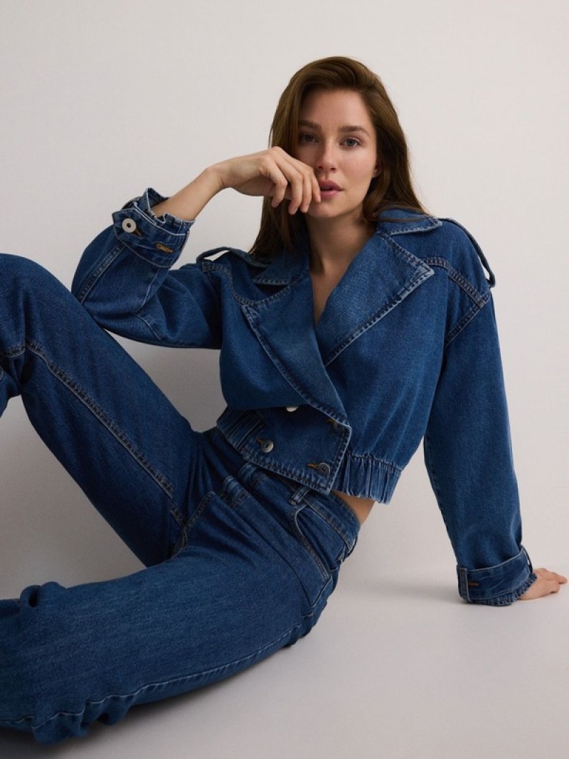 Blue Reserved Denim Women's Jackets | TQRE-78915