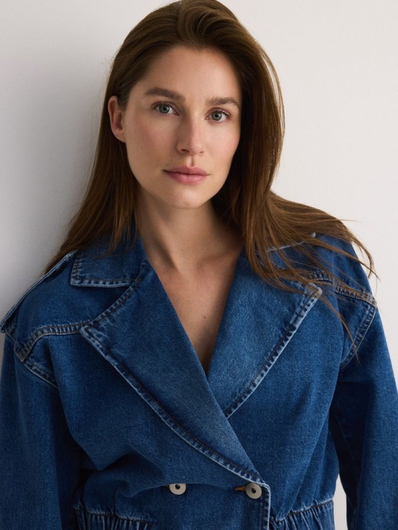 Blue Reserved Denim Women's Jackets | TQRE-78915