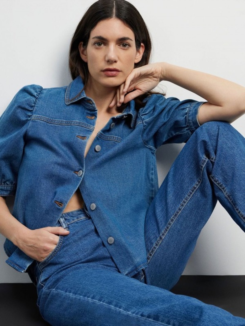 Blue Reserved Denim Women's Shirts | JVQD-75269