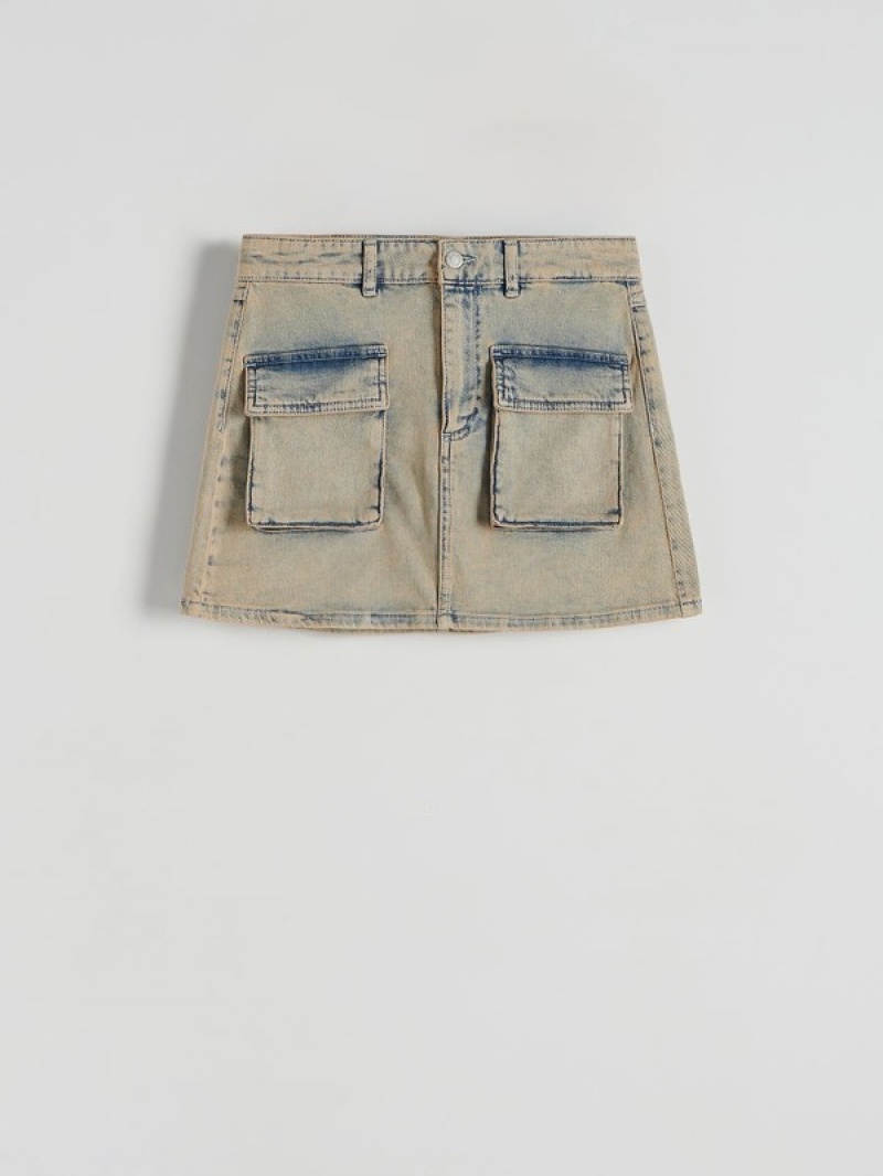 Blue Reserved Denimwash Effect Women's Skirts | TULV-17580