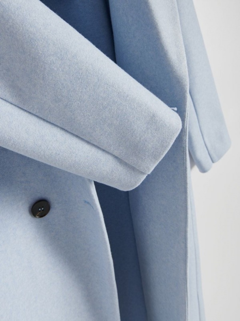 Blue Reserved Double-breasted Women's Coats | RCBQ-79321