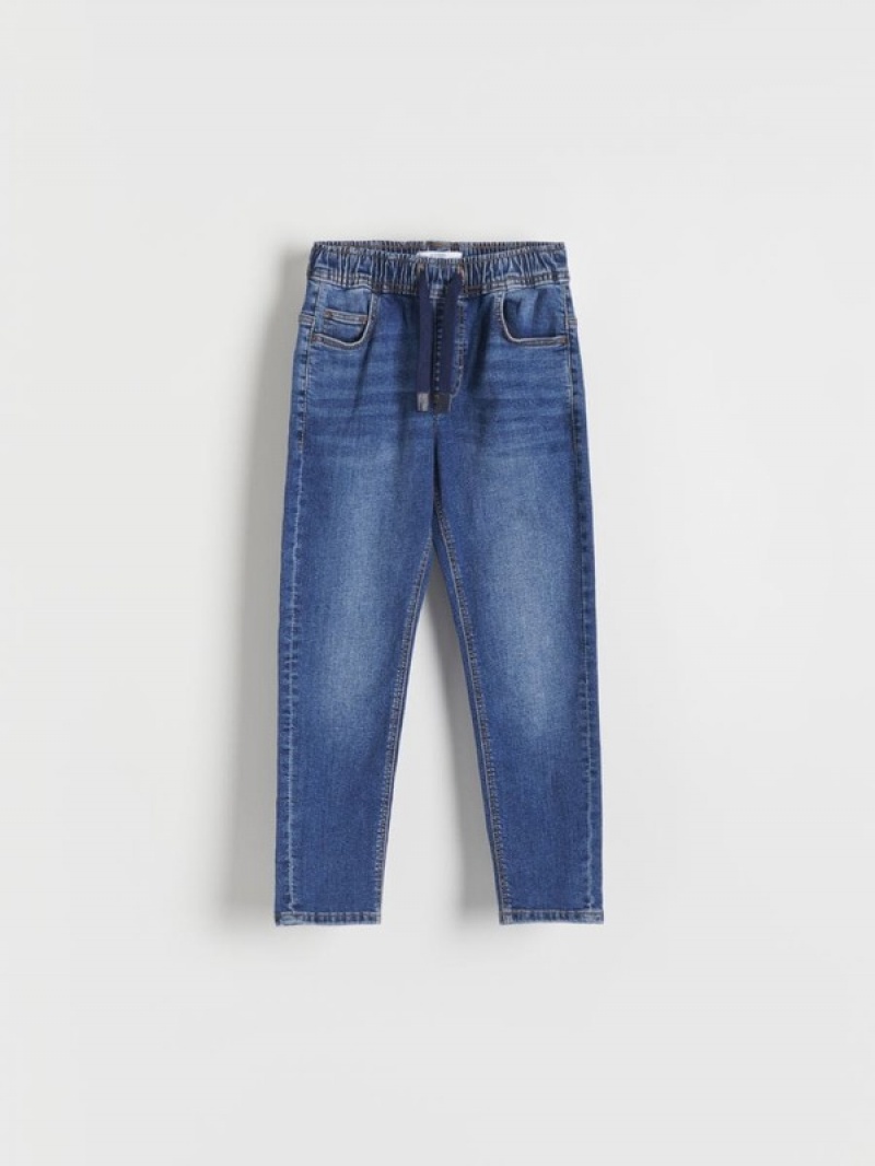 Blue Reserved Elastic Carrot Boys' Jeans | WVTK-53741