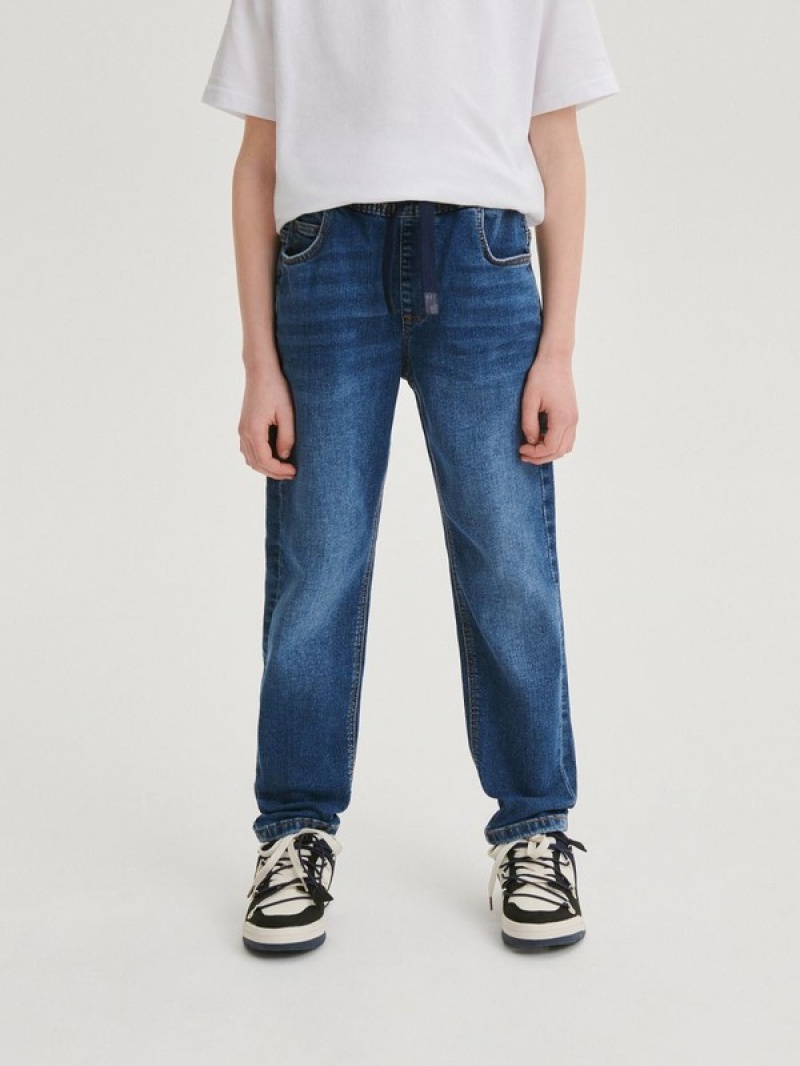 Blue Reserved Elastic Carrot Boys' Jeans | WVTK-53741