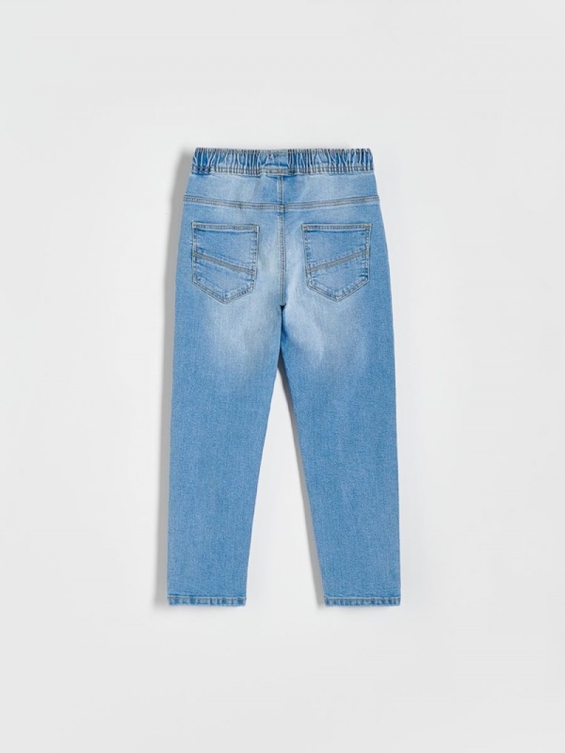 Blue Reserved Elastic Carrot Boys' Jeans | GTWO-05347