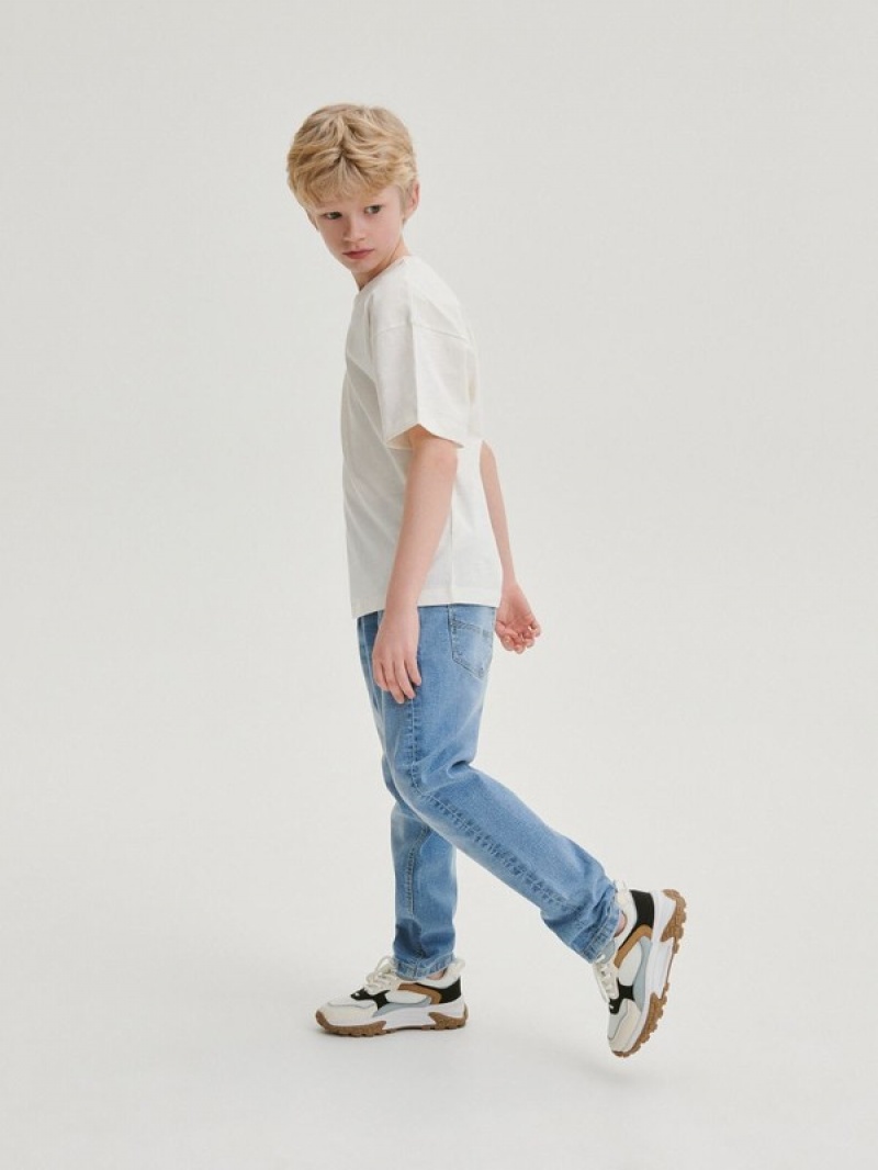 Blue Reserved Elastic Carrot Boys' Jeans | GTWO-05347