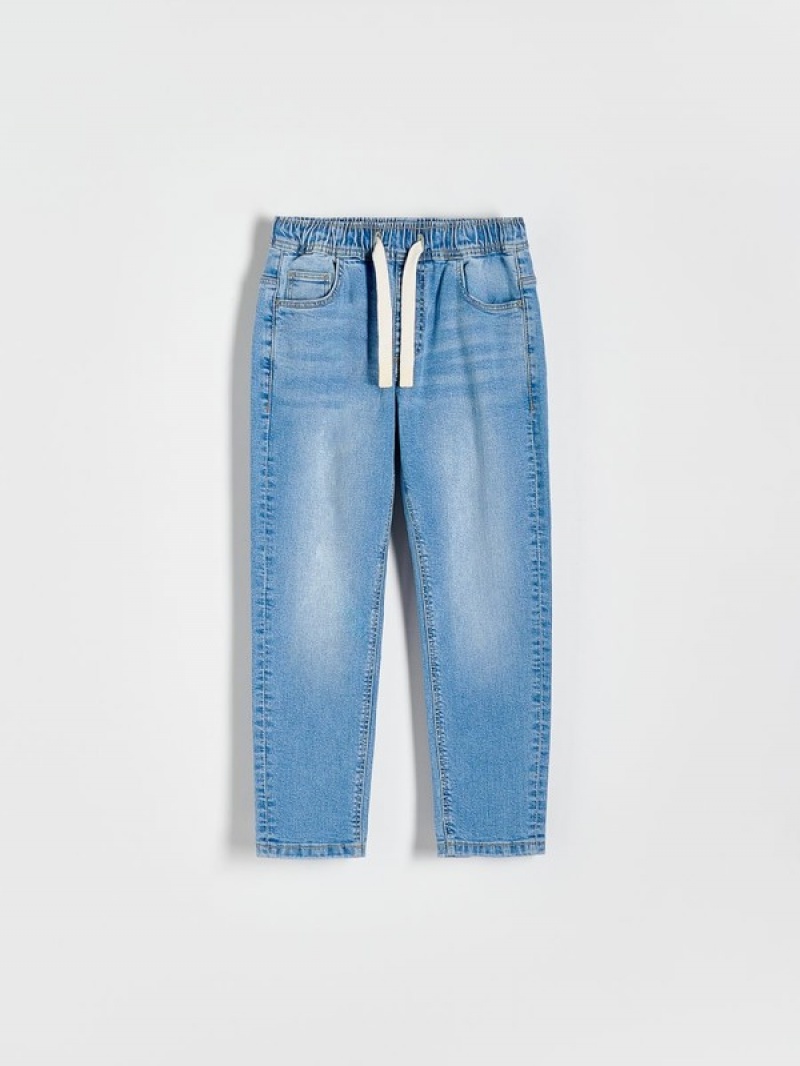 Blue Reserved Elastic Carrot Boys' Jeans | INGS-86450