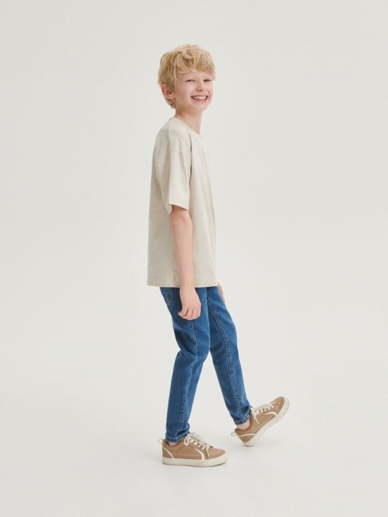 Blue Reserved Elastic Slim Boys' Jeans | FGEB-68123