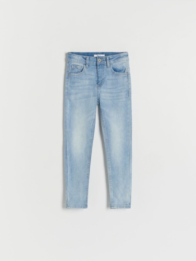 Blue Reserved Elastic Slim Boys' Jeans | MLDT-42685