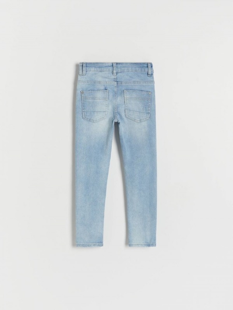 Blue Reserved Elastic Slim Boys' Jeans | MLDT-42685