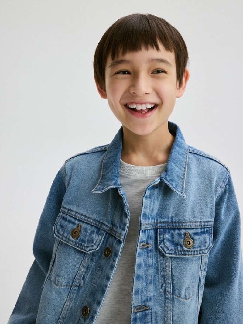 Blue Reserved Faded Denim Boys' Jackets | MFVI-78916