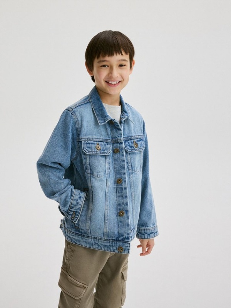 Blue Reserved Faded Denim Boys' Jackets | MFVI-78916