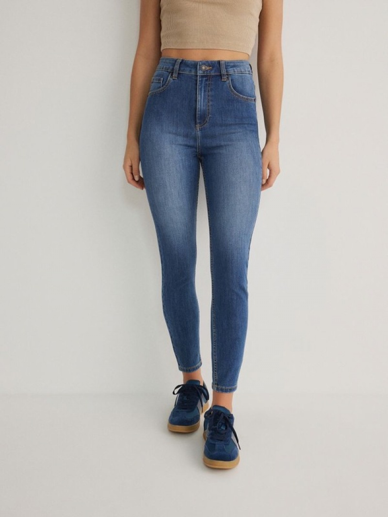 Blue Reserved High Waist Slim Women's Jeans | JBGO-18679