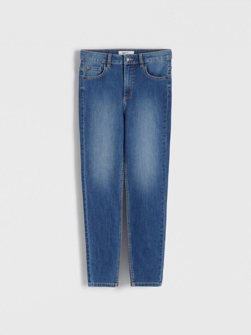 Blue Reserved High Waist Slim Women's Jeans | JBGO-18679