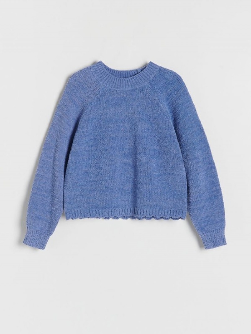 Blue Reserved Jumperraglan Sleeves Girls' Sweaters | AUCI-67809