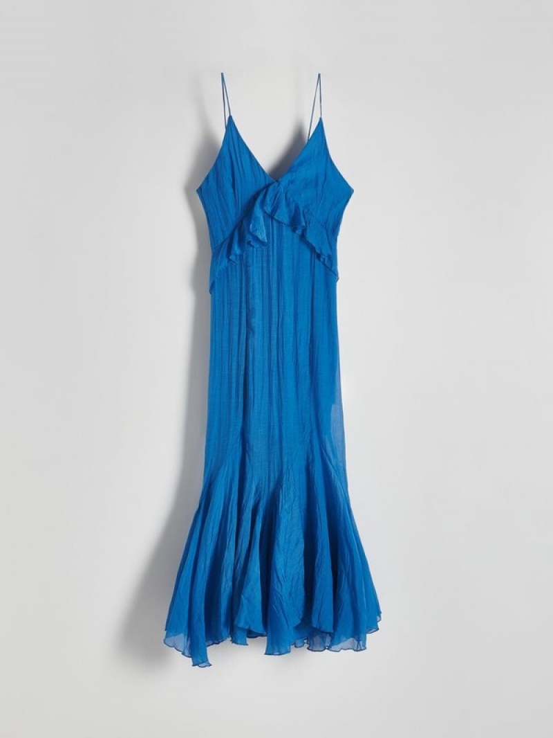 Blue Reserved Maxifrills Women's Dress | FYHG-34906