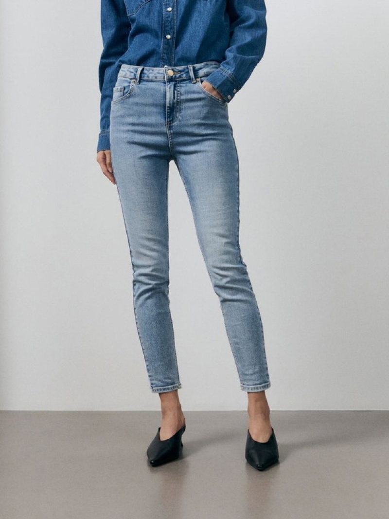 Blue Reserved Mid Rise Slim Women's Jeans | VBEQ-72659