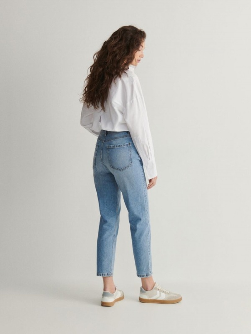 Blue Reserved Mom Fit Slim Women's Jeans | LDYS-06285