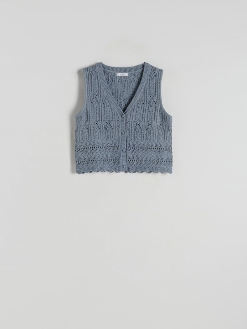 Blue Reserved Openwork Women's Sweaters | TXHJ-14259