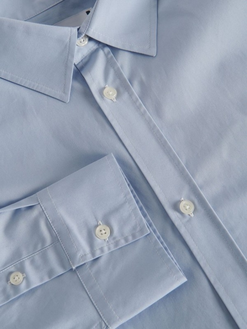 Blue Reserved Oversized Cotton Men's Shirts | LACF-45830