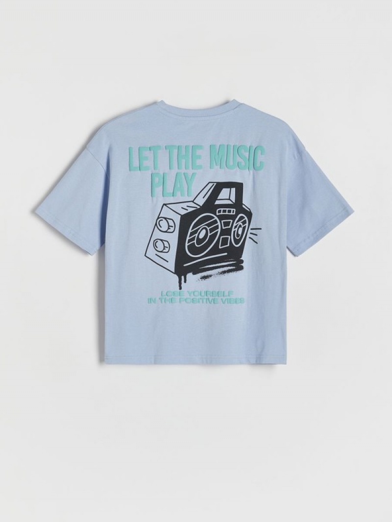 Blue Reserved Oversized T-print Boys' T-shirts | MAJP-50139