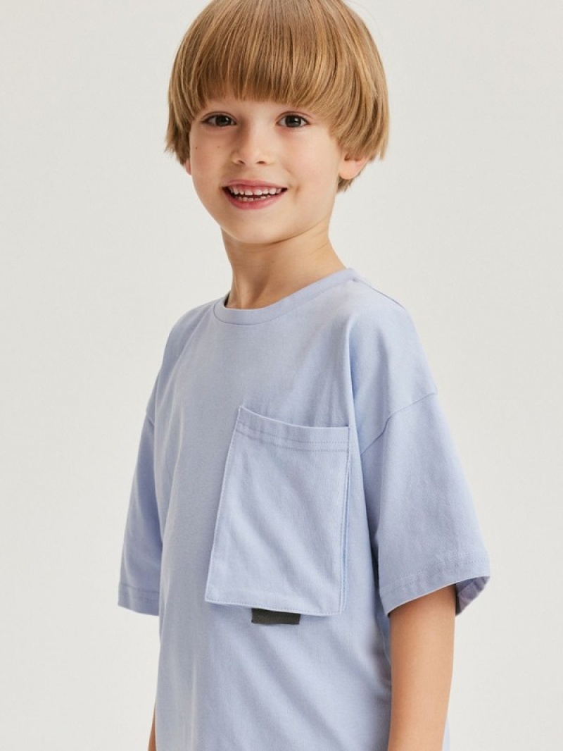 Blue Reserved Oversized T-print Boys' T-shirts | MAJP-50139