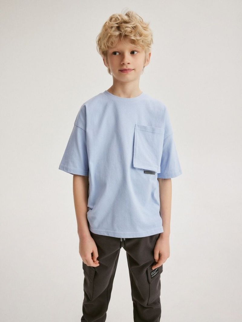 Blue Reserved Oversized T-print Boys' T-shirts | MAJP-50139