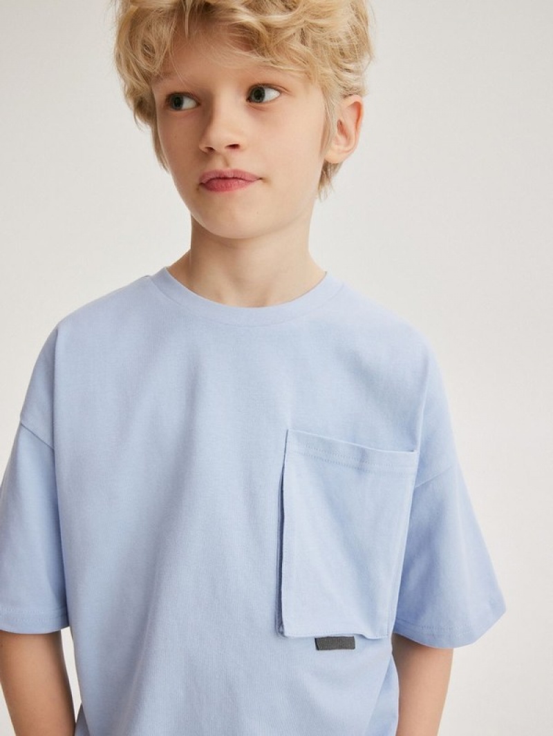 Blue Reserved Oversized T-print Boys' T-shirts | MAJP-50139