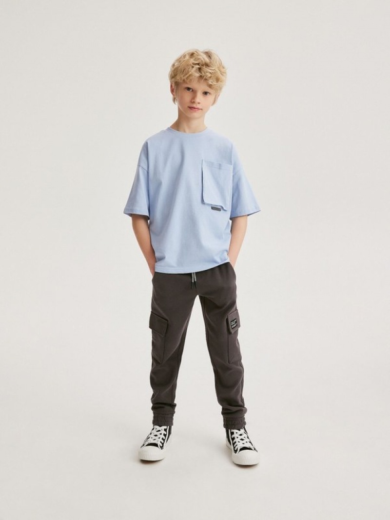 Blue Reserved Oversized T-print Boys' T-shirts | MAJP-50139