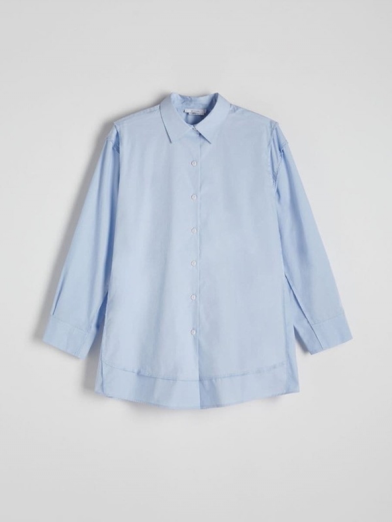 Blue Reserved Oxfordstitching Women's Shirts | GUIE-65849