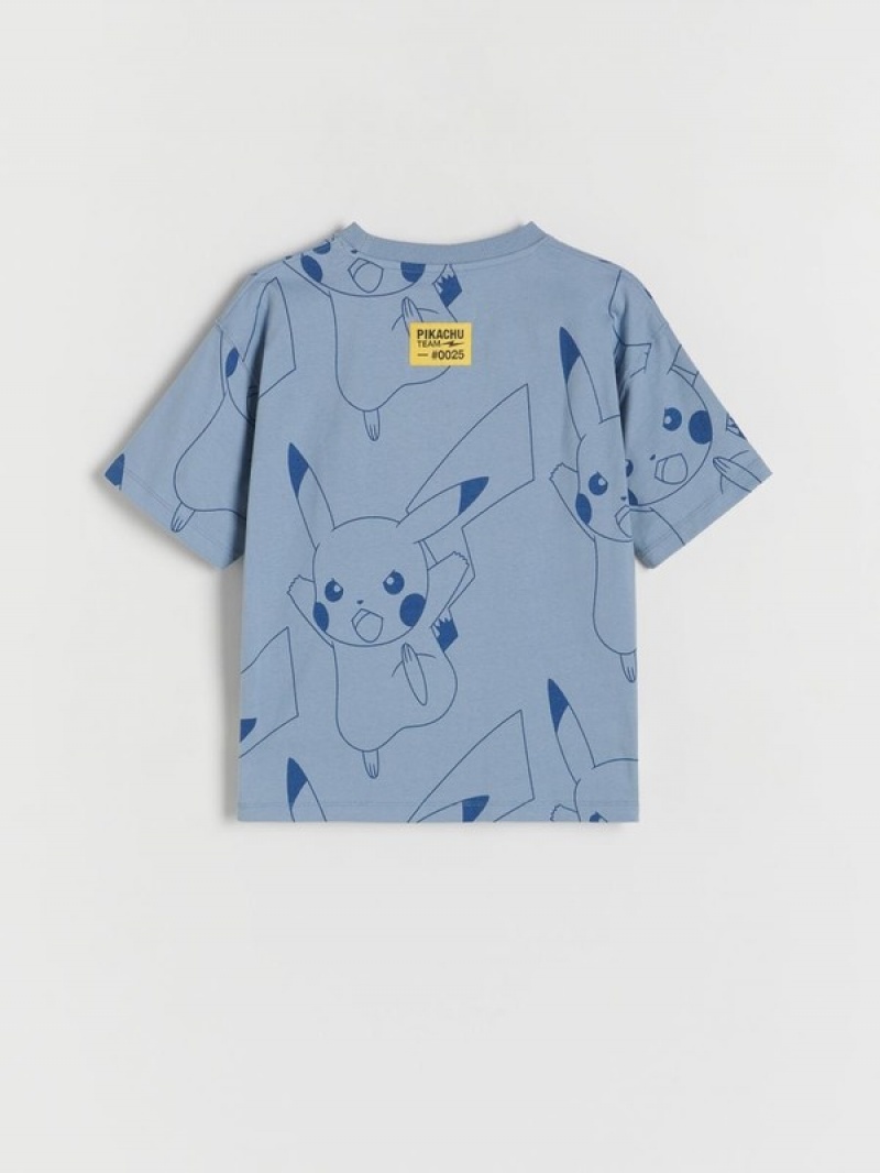 Blue Reserved Pokémon Oversized Boys' T-shirts | CQKZ-38419