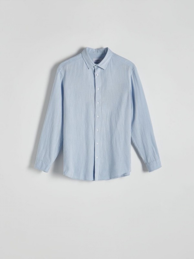 Blue Reserved Regular Fit Cotton Rich Men's Shirts | XCSR-52380