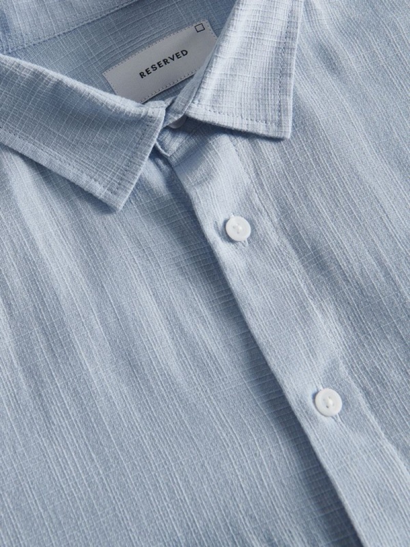 Blue Reserved Regular Fit Cotton Rich Men's Shirts | XCSR-52380