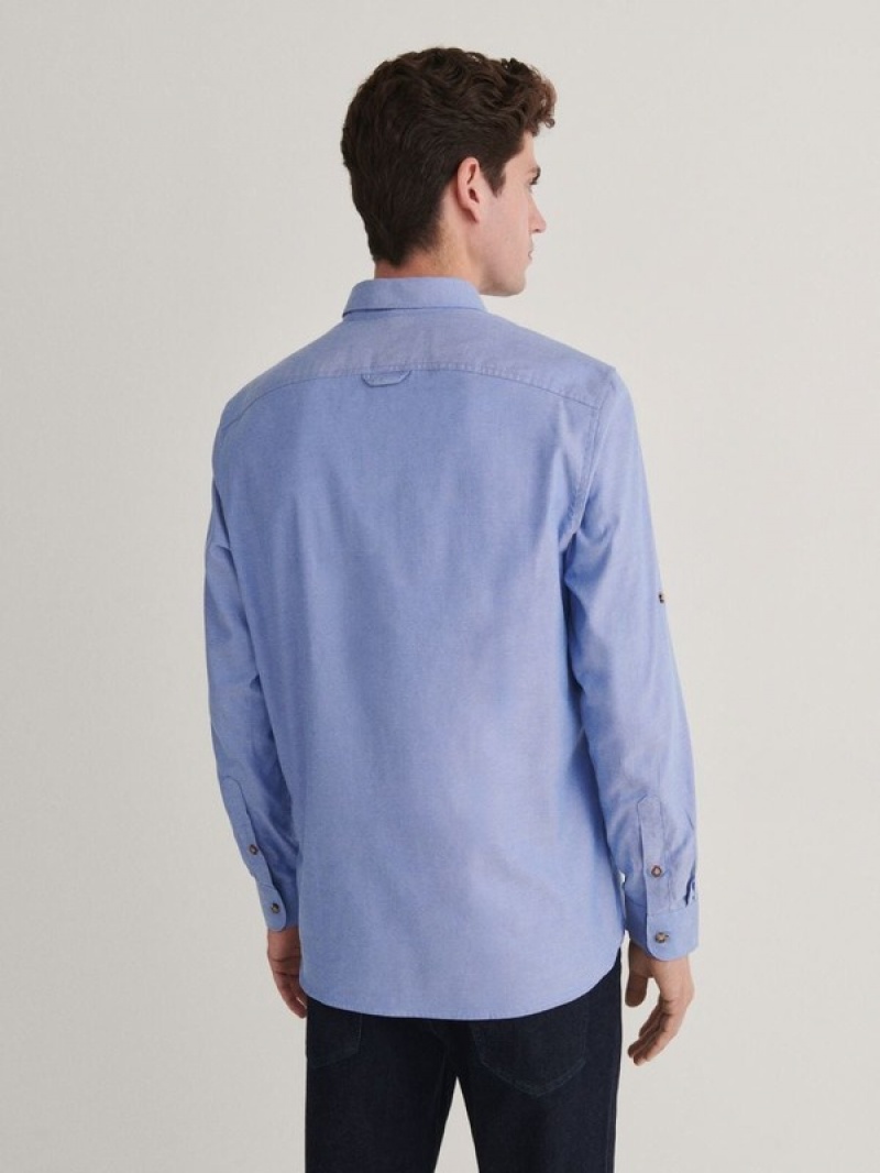 Blue Reserved Regular Fit Men's Shirts | EDOG-70485