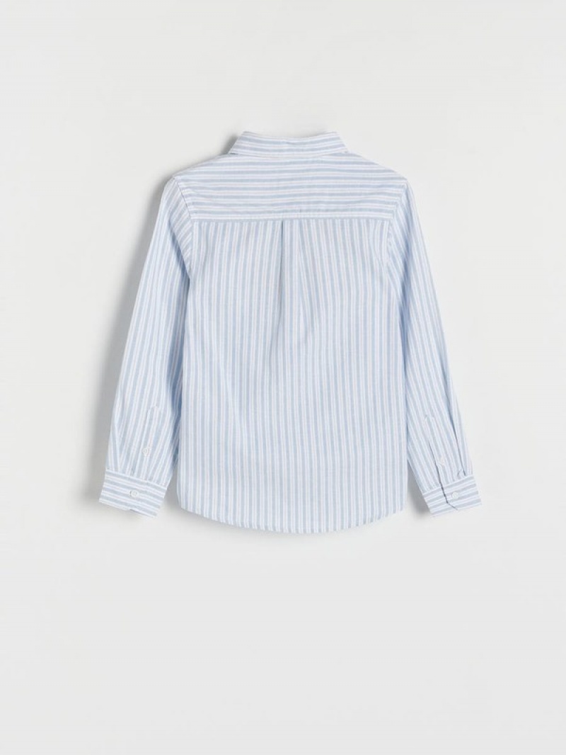 Blue Reserved Regular Fit Striped Boys' Shirts | YDLK-34901