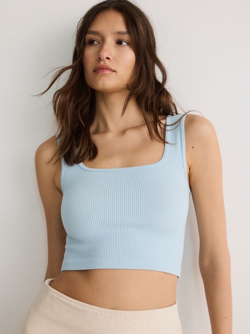 Blue Reserved Seamless Jersey Top Women's T-shirts | CILD-68729